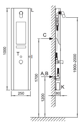 Schéma - ZAS 3 povrchový žetonový sprchový automat
