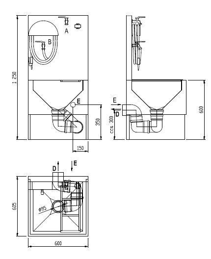 Schéma - VLK 03 nerezová výlevka pro vylévání chemických WC